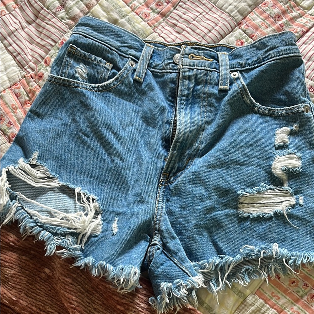 Levi's Blue Distressed Jean Shorts